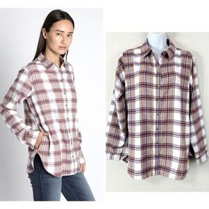 Jacks Girlfriend Tan Plaid Button Up Flannel Size S